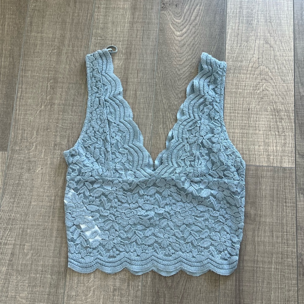 Zara Light Blue Lace Top